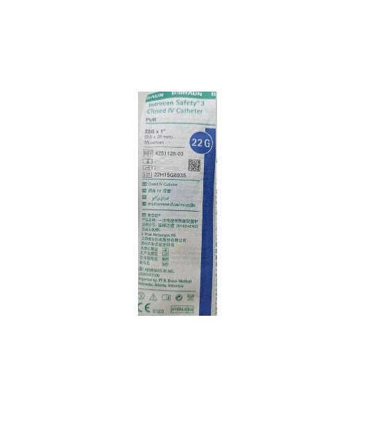 B. Braun Introcan Safety 3 Closed IV Catheter PUR 22Gx1" (0.9x25mm) (4251128-03)