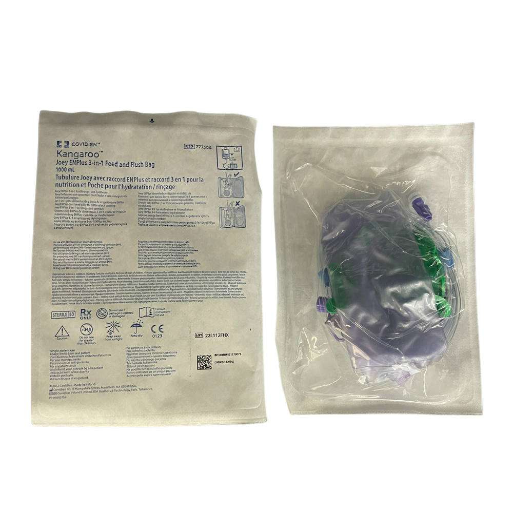 Covidien Kangaroo Joey ENPlus 3 in 1 Pump Set with 1000mL Flush Bag, Box of 36 (777506)