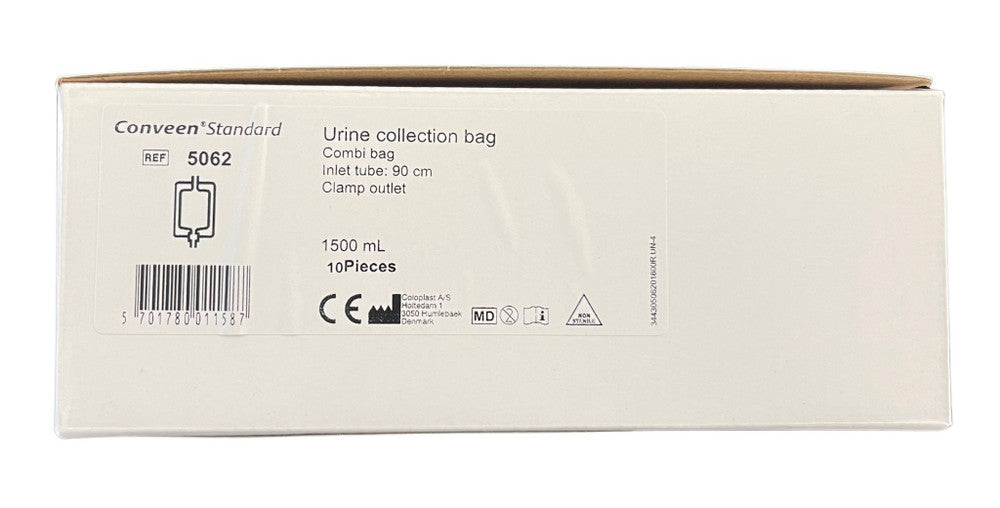 Coloplast Conveen Urinary Bag 1500ml 90cm Tube Clamp Tap All