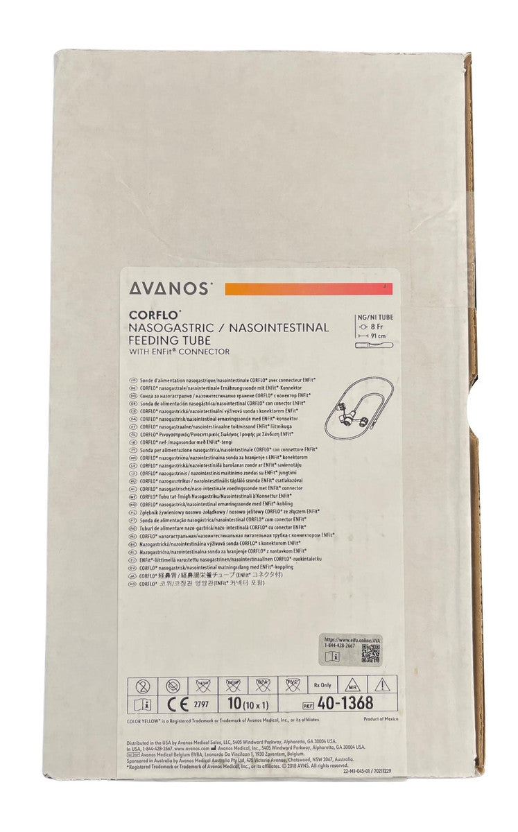 Avanos Corflo Nasogastric/Nasointestinal Feeding Tube Anti Clog With Enfit Connector